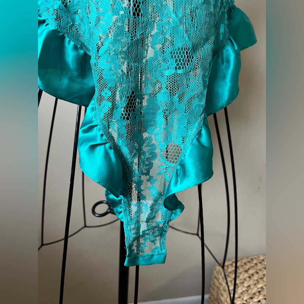 True vintage! Victoria’s Secret gold label teal teddy - Picture 3 of 5